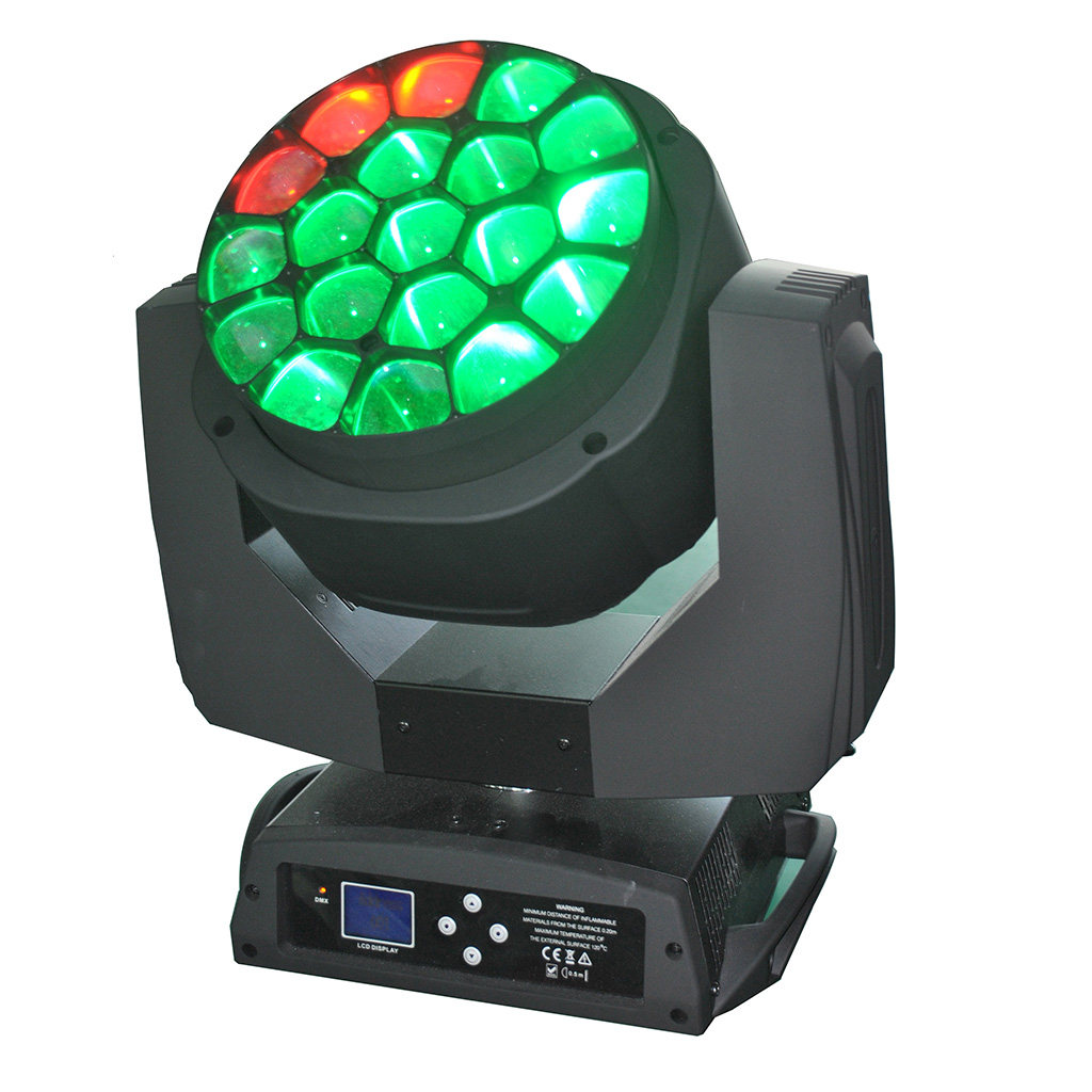 Rgbw 4in1 19*15w Led Bee Eyes Moving Head Light zoom  HS-LMW1912BEZ